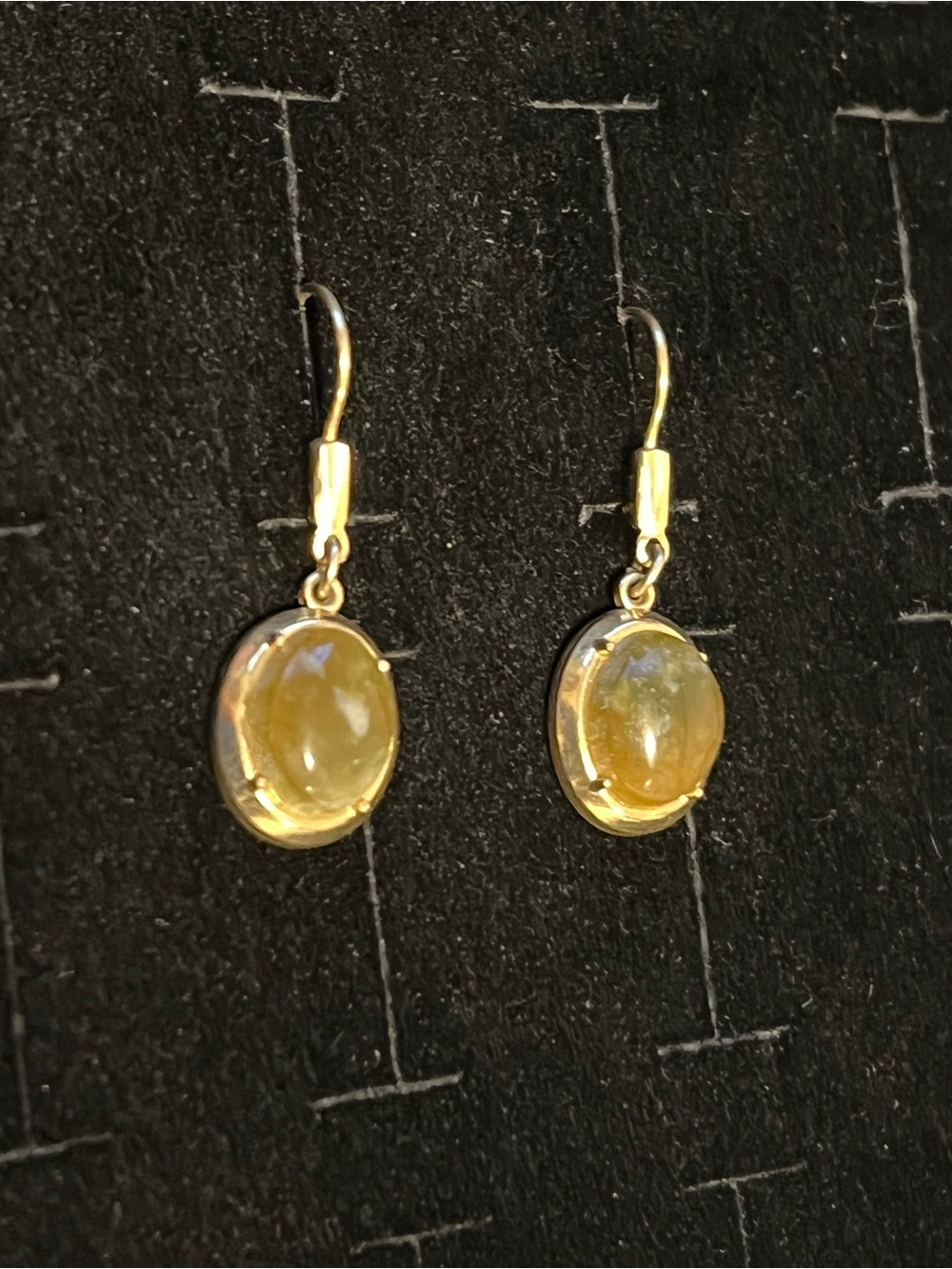 Vintage Gold-Tone Yellow Gemstone Drop Earrings - Women Jewelry made in Germany